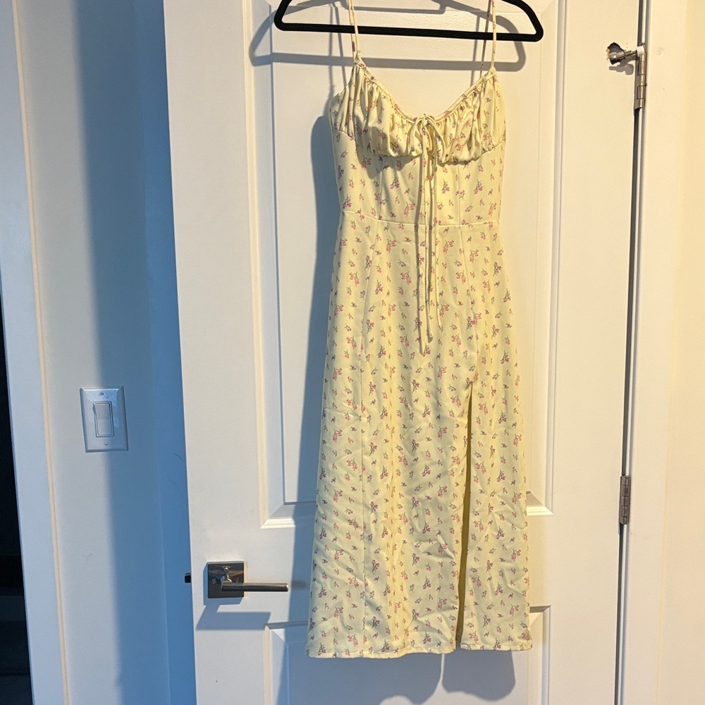 House of CB Yellow Floral Midi Dress